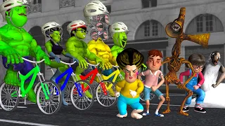 Scary Teacher 3D Nick Hulk and Miss T Biking BMX Champion with Siren Head vs Ice Scream 4 Mods Hulk