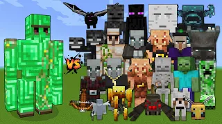 Emerald Golem vs Every mob in Minecraft - Minecraft mob battle - Emerald Golem vs All Mobs