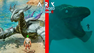 DRAGÓN DE MAR Y DINOSAURIO MONSTRUO MARINO LOCO TYLOSAURUS! Nuevos dinosaurios ARK Ascended Historia