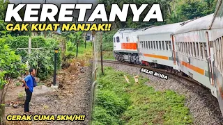 KERETA GAK KUAT NANJAK JALAN SUPER PELAN 5KM/H!! Kejadian Naik Kereta Api Selepas Stasiun Nagreg