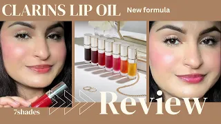 New Clarins lip oil try on & review ( 7 shades ) @clarins