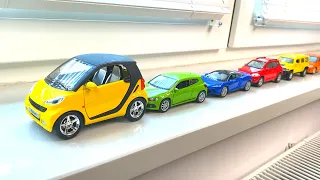 Diecast Cars Limousine and Sports Cars Driving By Hand On The Windowsill #3
