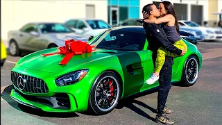WIFE SURPRISES HUSBAND WITH DREAM CAR MERCEDES AMG GT R *NOT A PRANK*