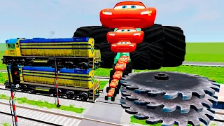 Big & Small:Lighting Mcqueen and Thomas&Friends vs MONSTER SAWs in BeamNG.drive