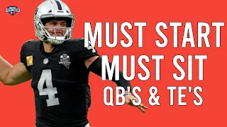 Fantasy Football Start Em Sit Em Quarterbacks & Tight Ends Week 13