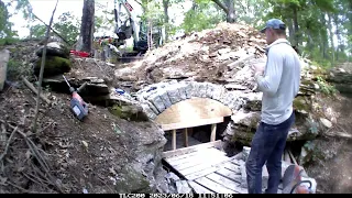 Time lapse of dry stone bridge construction