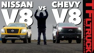 Surprise: Can a 2019 Chevy Silverado Trail Boss Take a Nissan Titan in a Drag Race?