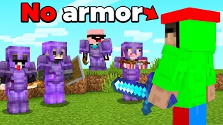 How I Survived 24 Hours Without Armor on A Random Minecraft SMP...