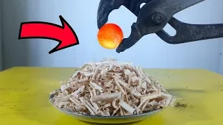 EXPERIMENT 1000 degree METAL BALL vs SCOBS (pieces of wood)