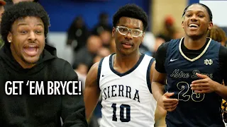 Bronny James Reacts to Bryce James Biggest Game Sierra Canyon vs Notre Dame Wild Finish!