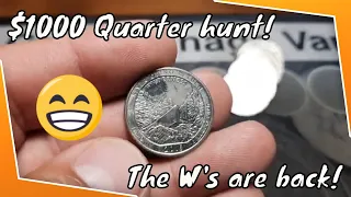 $1000 Quarter hunt! Coin roll hunting Quarters