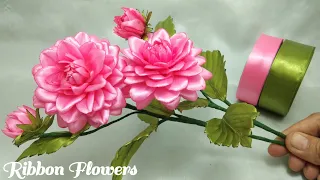 DIY/how to make satin ribbon "Summer Flower" dahlia