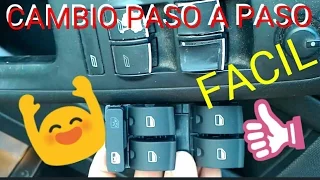 HOW TO INSTALL SWITH KEY DESMONTAR PANEL PUERTA audi a4 b6 b7  REPARAR BOTONERA ELEVALUNAS ELECTRICO