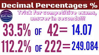 How to calculate percentage | Decimal Percentage tricks | Zero Math