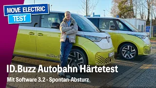VW ID Buzz Härtetest auf der Autobahn - Software 3.2 Spontan-Absturz, aber gute Ladekurve