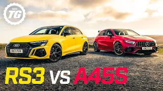 Audi RS3 Sportback vs Mercedes-AMG A45S: £60k 400bhp 4x4 hyper-hatch showdown | Top Gear