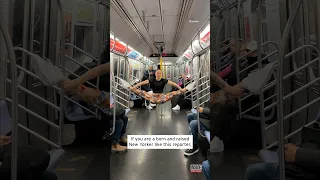 Woman Performs Stunning Trick on New York City Subway Train #shorts