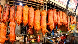 Many Roasted Pigs at Orussey Market Phnom Penh | Food Market Tour, Cambodian Street Food