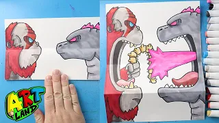 How to Draw Godzilla vs Skar King Surprise Fold | Godzilla x Kong