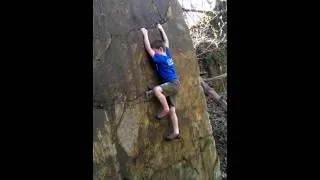 Tyler the human fly bouldering at grinshill