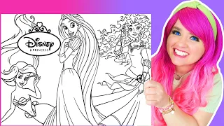 Coloring Disney Princess GIANT Coloring Pages | Ariel, Rapunzel & Merida | Crayola Crayons