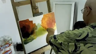 Leonid Afremov Painting live a painting of bridge - part 1