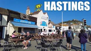 HASTINGS UK 2021 - Hastings Old Town (George Street) Seafront & Rock-A-Nore - 4K Walk