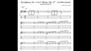 Beethoven: Symphony No 5 in C Minor with tablature/sheet music for solo fingerstyle guitar