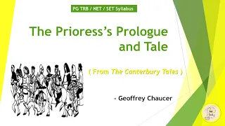 The Prioress's Prologue and Tale |  The Canterbury Tales | Geoffrey Chaucer | PG TRB NET SET |Tamil