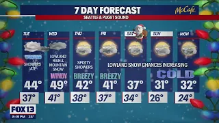 Chances of lowland snow increasing as temperatures plummet | FOX 13 Seattle