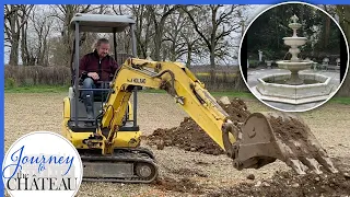 GROUNDBREAKING! Planning and Excavating for the Courtyard Fountain - Journey to the Château, Ep. 189