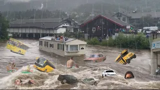 Worst Flood in NORWAY History Causes Dam Collapse ! Flash floods | Flom i Hønefoss Nesbyen Norge