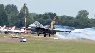 2 General Dynamics F-16C Fighting Falcon Turkish Air Force departure at RIAT 2017 AirShow