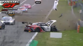 Car SMASHES into the wall at Monza | Fanatec GT World Challenge Powered by AWS