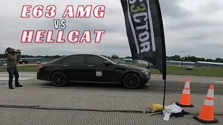 2021 Mercedes Benz E63 AMG vs Hellcat Ride Along Standing Half Mile Drag Race Indy Airstrip Attack