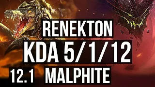 RENEKTON vs MALPHITE (TOP) | 5/1/12, 2.3M mastery, 300+ games | KR Diamond | 12.1
