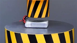 HYDRAULIC PRESS VS a LITHIUM BATTERY caught fire