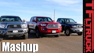 1st vs 2nd vs 3rd Gen Toyota Tacoma Drag Race & Mega Mashup Review