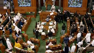 Congress' Black Day in Parliament: Unruly scene in LS, papers hurled at Speaker, adjourned till 4pm