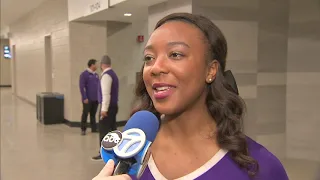 Northwestern basketball halftime show features special senior moment