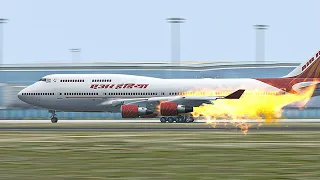 Boeing 747 Bursts into Flames Just Before Takeoff | Indian Disaster | Air India Flight 829