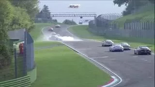 Porsche Carrera Cup France 2016. Race 1 Imola. Roar Lindland & Alexandre Jouannem Crash