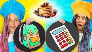 🛒 CUMPĂR tot ce DESENEZI pentru ȘCOALĂ 🎨 cu CLĂTITE COLORATE 🥞 BACK to SCHOOL