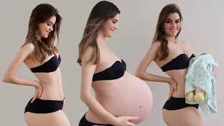 A EVOLUÇÃO DA MINHA GRAVIDEZ - 39 SEMANAS EM 2min