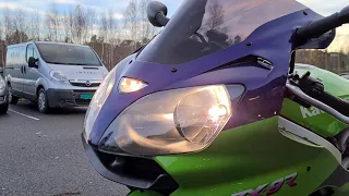 2000 Kawasaki ZX-9R cold engine start and walkaround