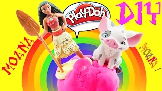 Disney Moana Learn Colors & Shapes with Play-Doh. Princess Moana, Maui, Pua & Friends Make Animals!