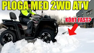 Provar att ploga med billig 2WD ATV & går det att köra i skog full med snö eller kör man fast?