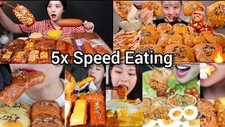 5x Speed Eating Sound | Noodle Wrapped 🫔 Compilation | ASMR MUKBANG | Satisfying Eating sound 🔥😱