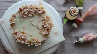 [Eng sub]앙금플라워 벚꽃 케이크 만들기/ 파이핑&어레인지 how to make cherry blossoms cake/cakemodoo