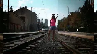 Tamila Sparrow. Dance portrait. on the rails.